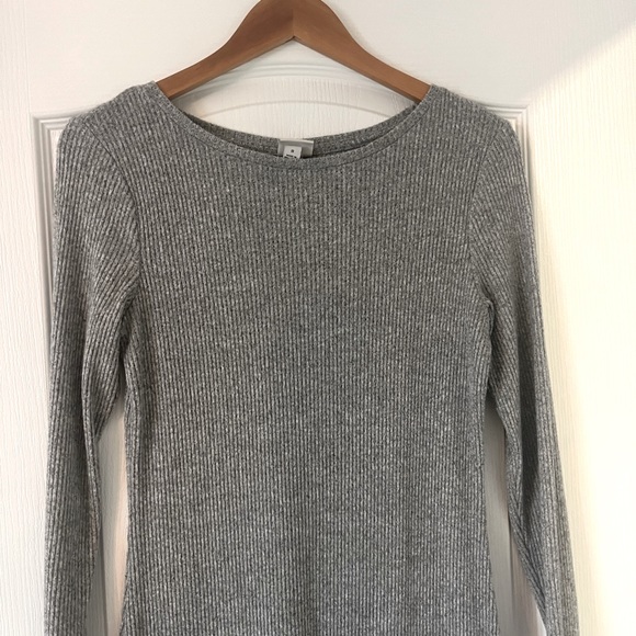 A New Day Gray Long Sleeve Waffle Knit Cozy Soft Thick Sweater Dress S - Picture 5 of 11